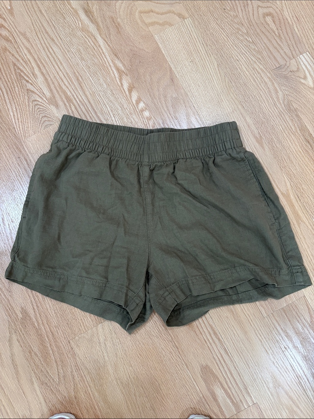 Old Navy Olive Green High-Waist Linen-Blend Shorts